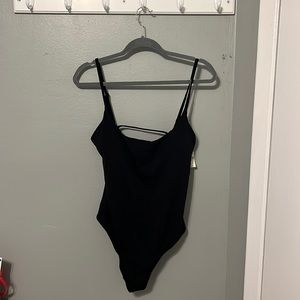 Aerie Black Ruched One Piece Bathing Suit